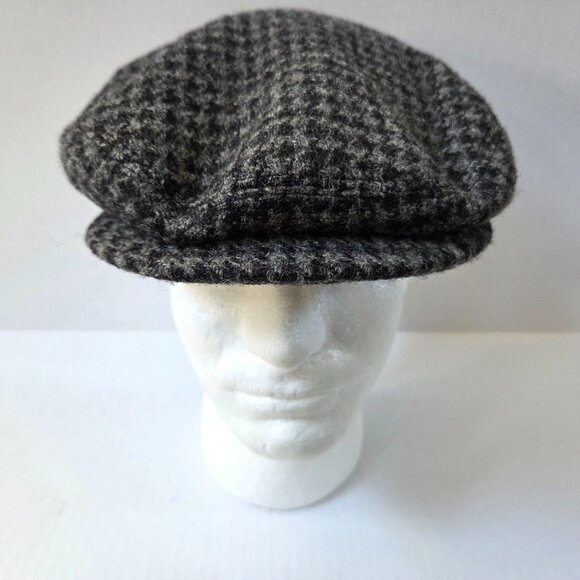 LL Bean Cap Mens Large Gray Black Houndstooth Harris Tweed Wool Newsboy Gore-tex - Picture 4 of 11